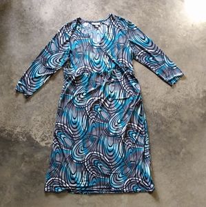 Liz Lange Abstract Maternity Faux Wrap Dress L